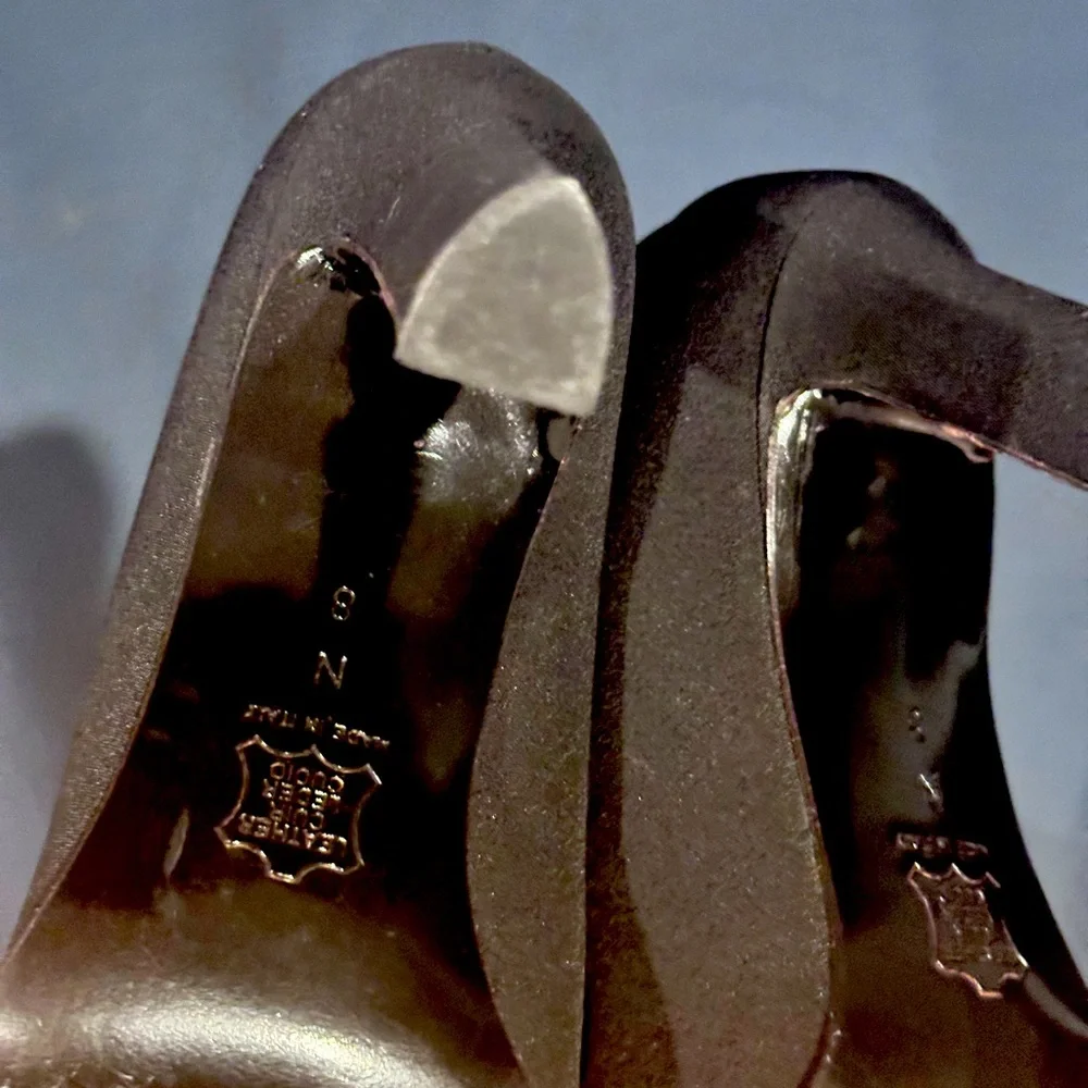 Yes St Laurent YSL Black Leather & Silk Faille Pumps - Sz 8N - Picture 6 of 11